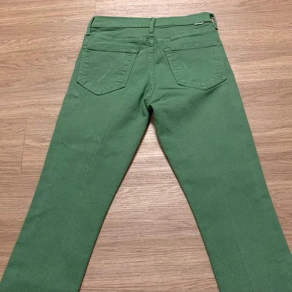 Mother The Mid Rise Dazzler Ankle Fray Play Date Jeans Juniper Green Size 26 - Picture 13 of 16